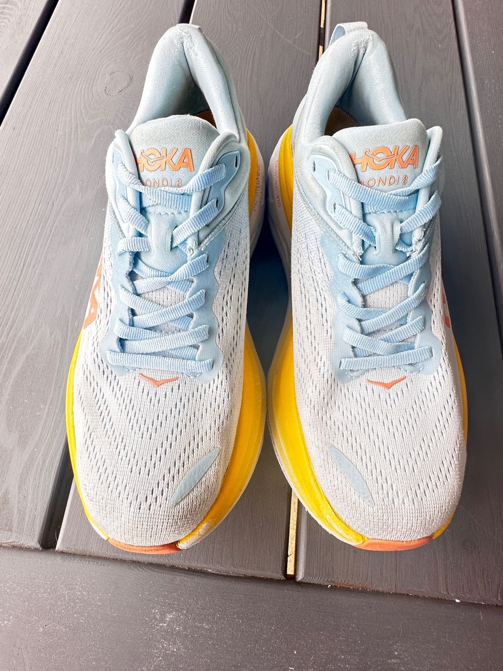Hoka Bondi Women’s 8 .5 Shoes Blue, Yellow, Orange, Pink